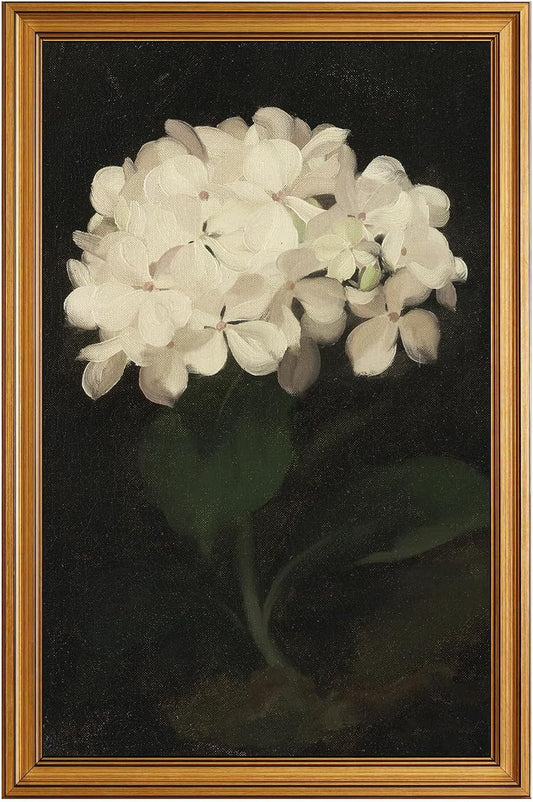 HUARCEY Gold Framed Vintage Wall Art for Living Room, Flowers Painting Canvas Prints Shelf Decor