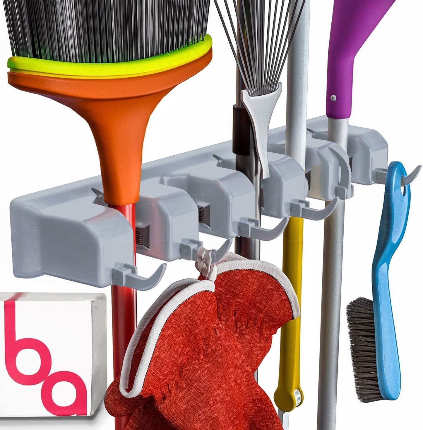 Berry Ave Broom Holder Wall Mount and Garden Tool Organizer, Closet Storage, Kitchen Rack, Home