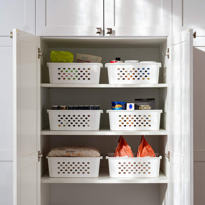 IRIS USA 6-Pack, Small Plastic Storage Basket, White