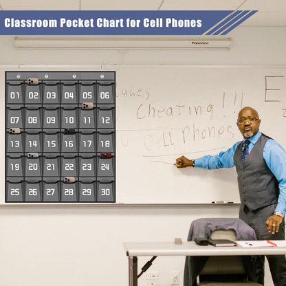 Loghot Classroom Accessories Closet Pocket Chart for Cell Phones Holder Wall Door Hanging Organizer