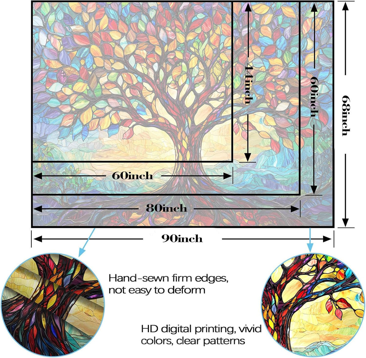 Lunerfex Tree of Life Tapestry Stained Glass Tapestry Wall Decor Tapestries for Bedroom Art