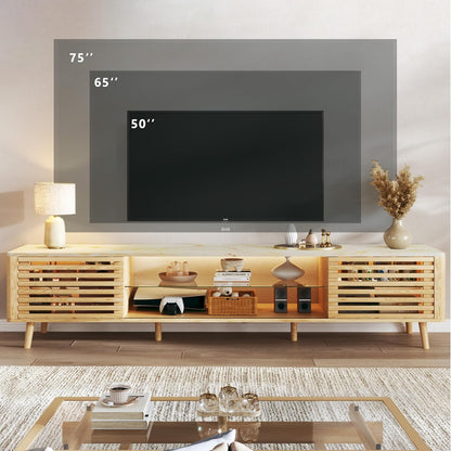 70" Mid Century Modern TV Stand for 55/65/75 Inch TV, Faux Marble Top Entertainment Center with