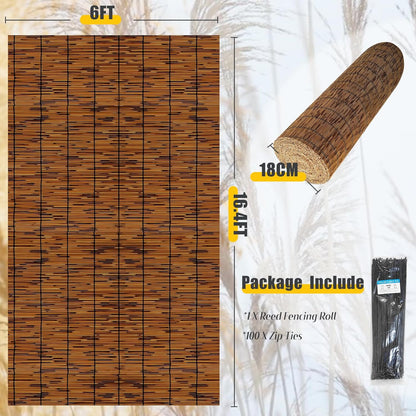 Natural Reed Fencing 6FT X 16.4FT Reed Fence 6FT High Balcony Reed Fence Privacy Reed Screen for