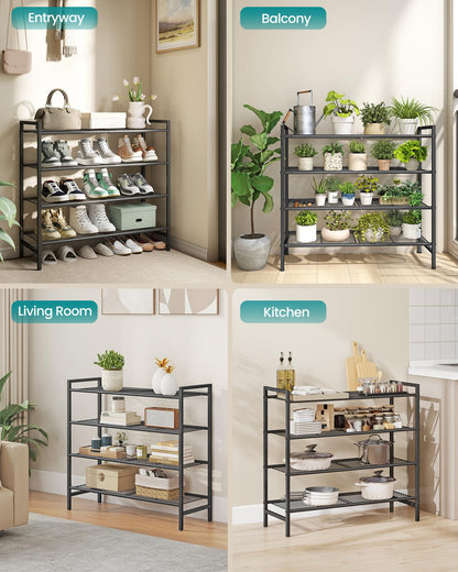 SONGMICS Metal Shoe Rack, Free Standing Shoe Organizer for Entryway Closet Garage Small Spaces