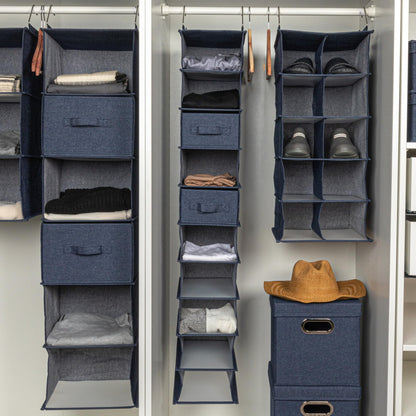 Household Essentials Hanging Narrow Cotton Blend and Plastic Closet Organizer with 10 Storage