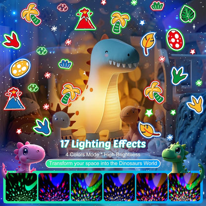 Dinosaur Night Light Projector for Kids Green Dino Toys for Boys, Star Night Lights with Music and