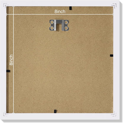 Vittanly 8x8 Picture Frames Set of 9, Shatter Resistant Plexiglass, Display 4x4 Pictures with Mat