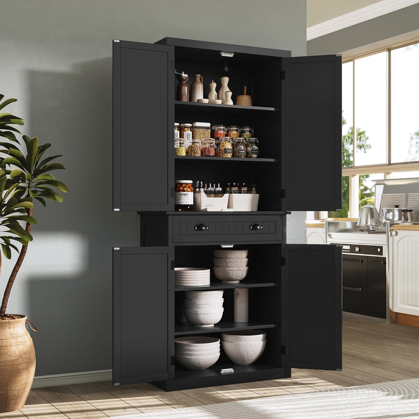 ARTPOWER 72" Tall Kitchen Pantry Storage Cabinet with Drawer and Adjustable Shelves, Pantry Cabinet