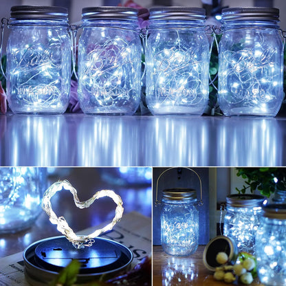 ZNYCYE Mason Jar Solar Lights for Outside, 12 Pack 30LED Fairy Lights Mason Jar Solar Lids Outdoor