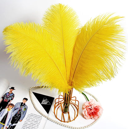 THARAHT Yellow Ostrich Feathers 24pcs Natural Bulk 10-12Inch 25cm-30cm for Crafts Wedding Party