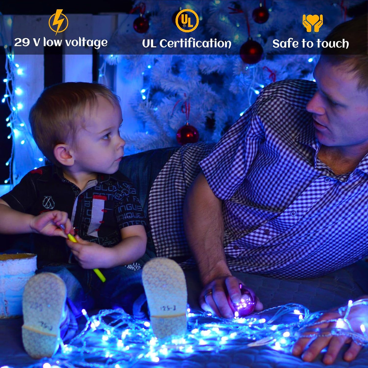 Icicle lights Outdoor - 33ft Christmas Lights with 400LED 75 Drops 8 Modes, Plug in Curtain String