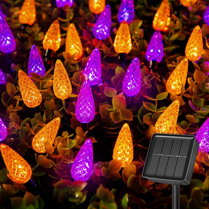 Brightown Solar Operated C6 Halloween Outdoor Lights, 22.64ft 50 LEDs Orange Purple Halloween
