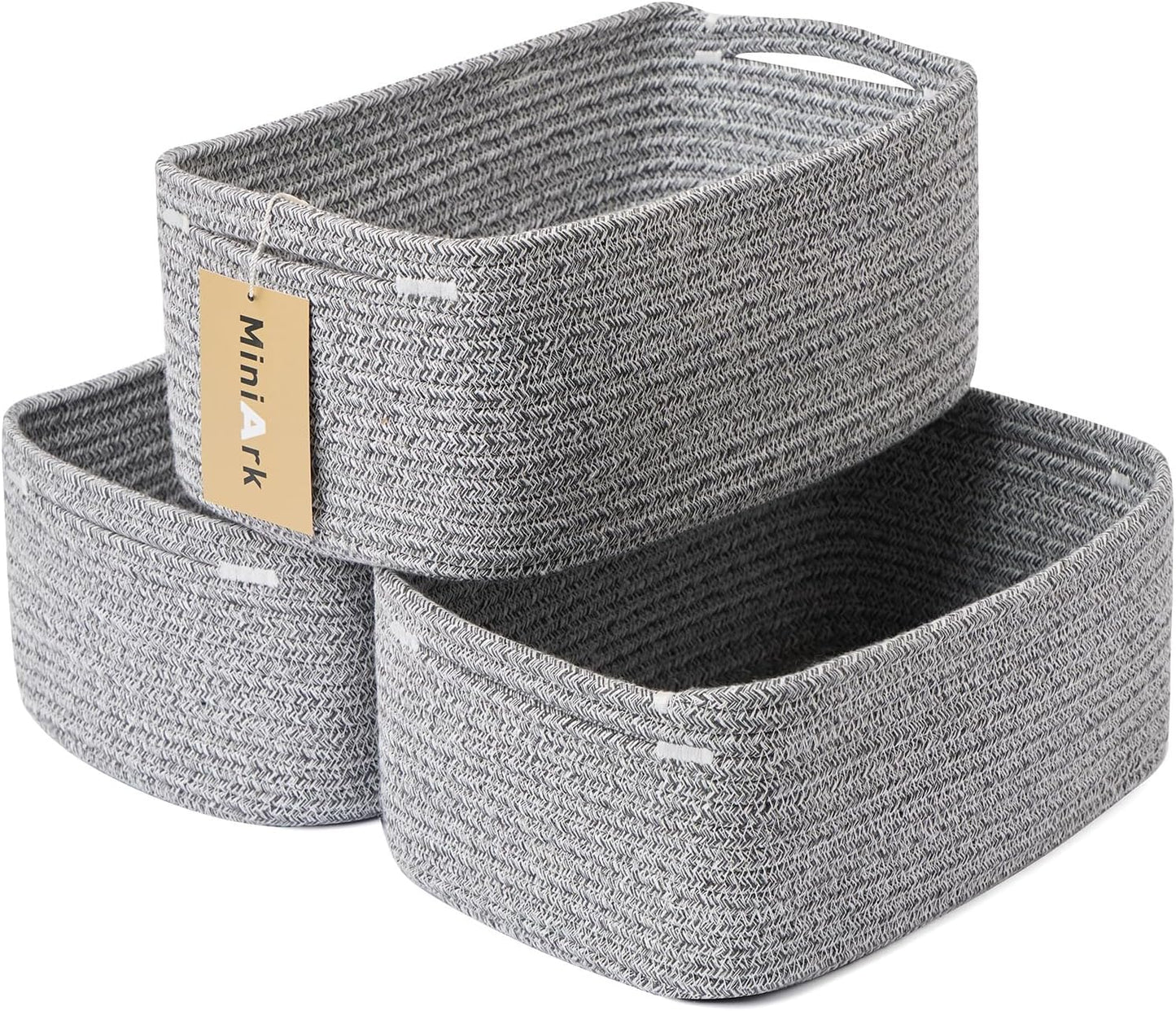 Small Storage Baskets for Organizing | Closet Organizer Bins | Shelf Toy Basket | Woven Rope