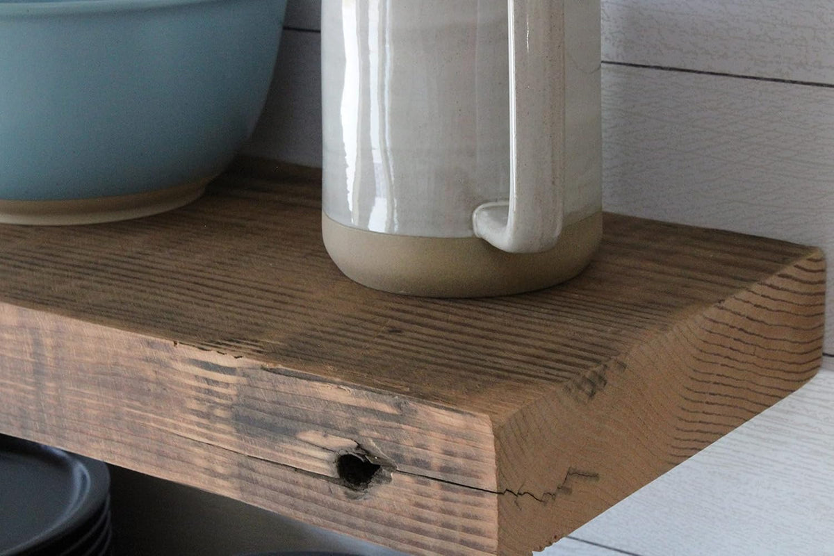 Urban Legacy Deep Floating Shelves | Reclaimed Chunky Wide Plank Barn Wood Shelves with Low Profile