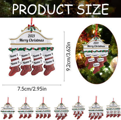 Personalized Christmas Ornaments Family of 2,3,4,5,6,7,8 Custom Christmas Stocking Ornaments with