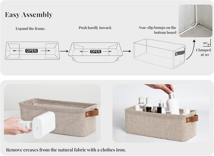 StorageWorks Narrow Storage Bins, Small Basket for Closet and Shelves, Fabric Organizer with