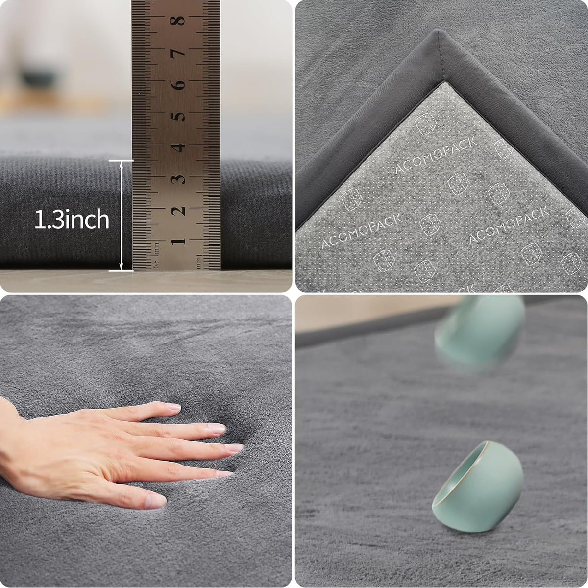 ACOMOPACK Baby Play Mat for Floor 1.3" Thick Memory Foam Play Mat 39"×59" Tummy Time Crawling with