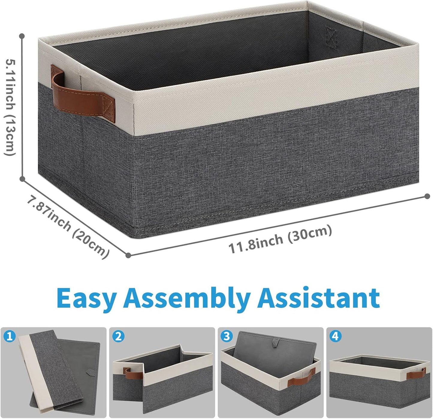 GhvyenntteS Small Fabric Storage Bins with Handles 6 Pack, 11.8" x 7.87" x 5.11" Storage Baskets