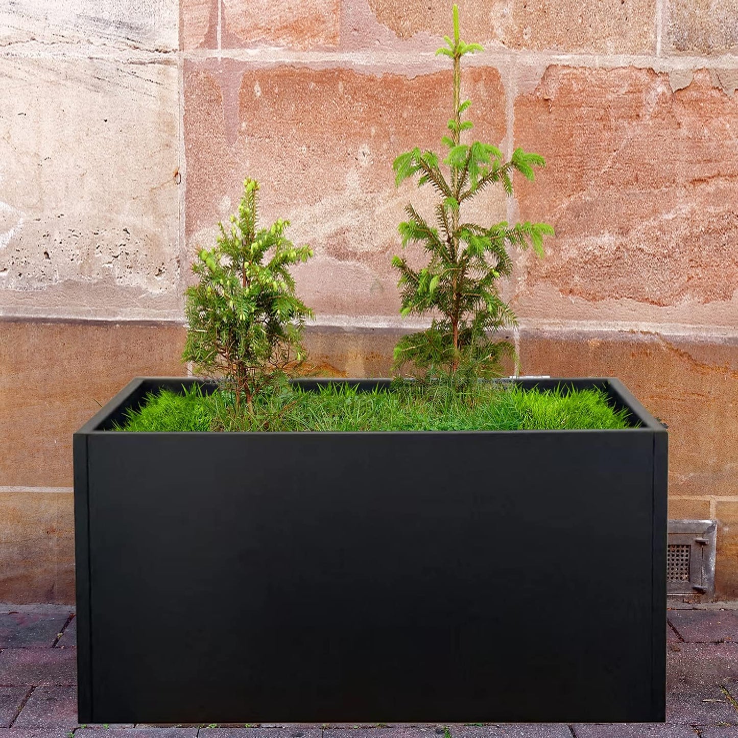 Galvanized Steel Metal Planter Rectangular Indoor Black Planter Box Large Outdoor Planters Steel