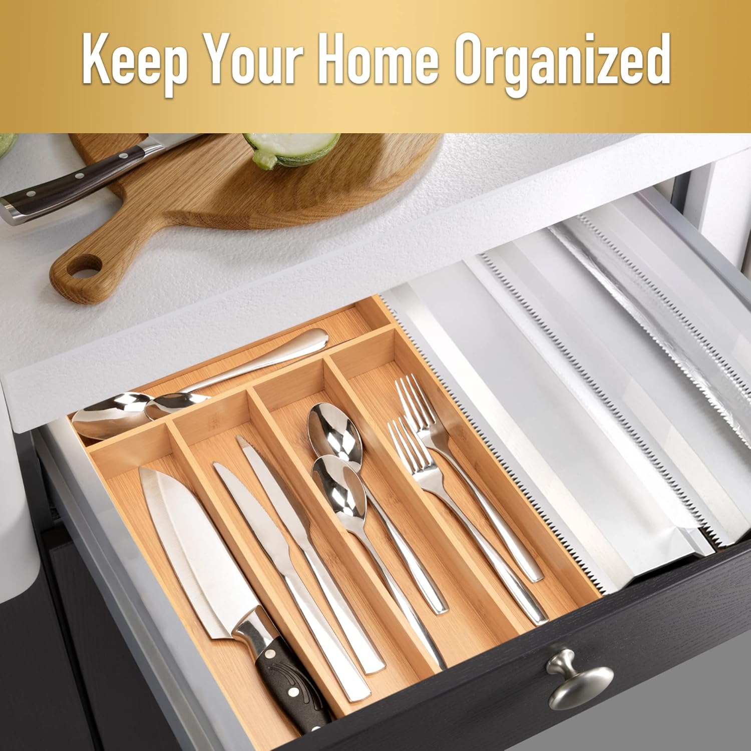 Silverware Organizer Kitchen Drawer Organizer Utensil Organizer Bamboo Silverware Holder Cutlery