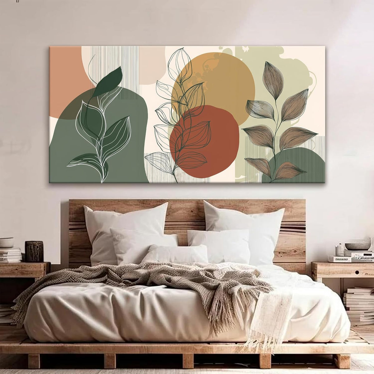 Tsomzxng Large Abstract Boho Wall Art For Living Room Century Modern Canvas Art Wall Decor Picture