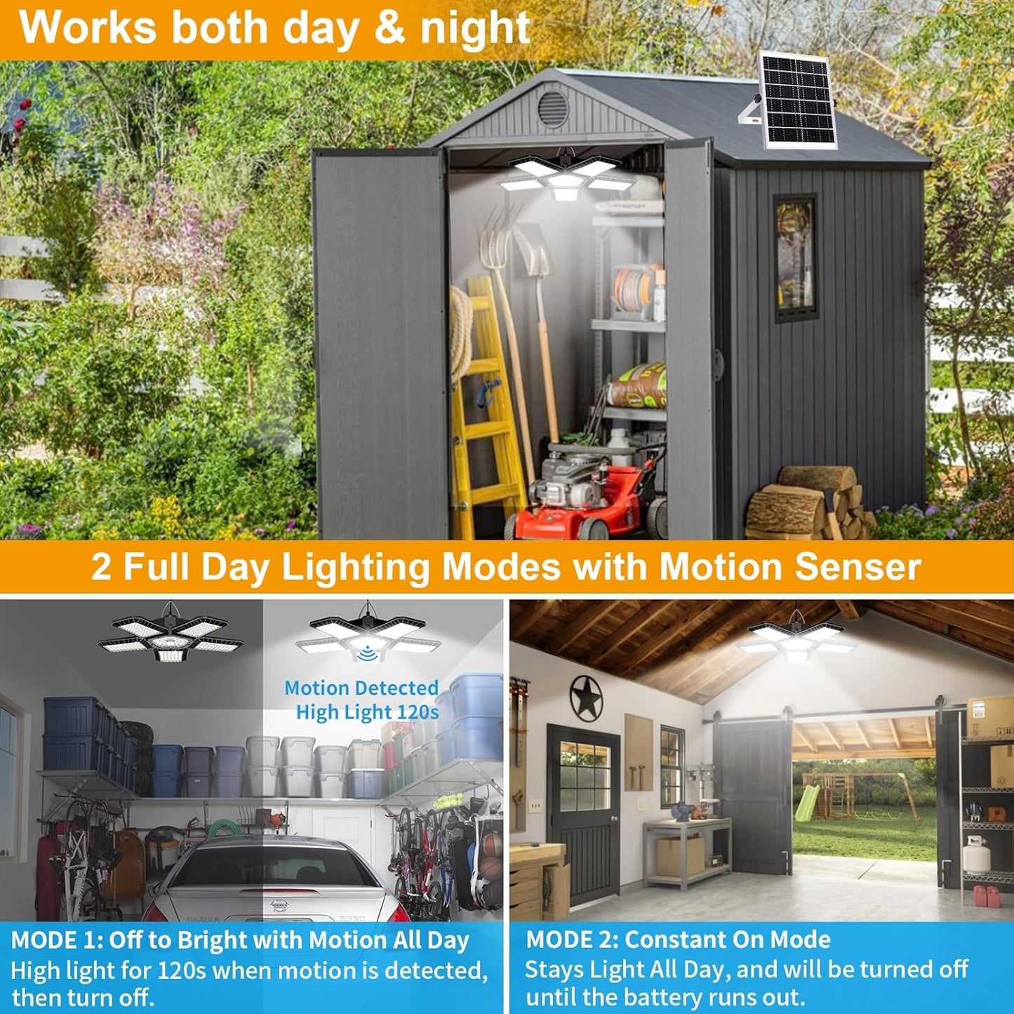 Solar Shed Light Indoor Outdoor, Upgrade Large 267LED Solar Powered Motion Sensor Pendant Light