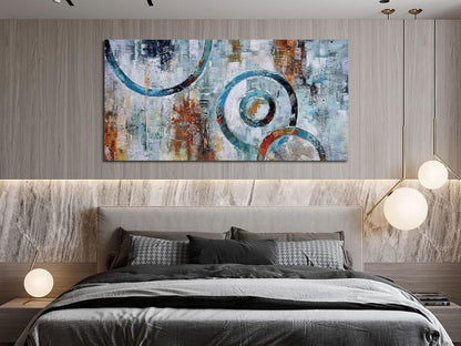Arjun Abstract Wall Art Geometric Canvas Circle Block Painting Modern Grey Brown Picture, Large