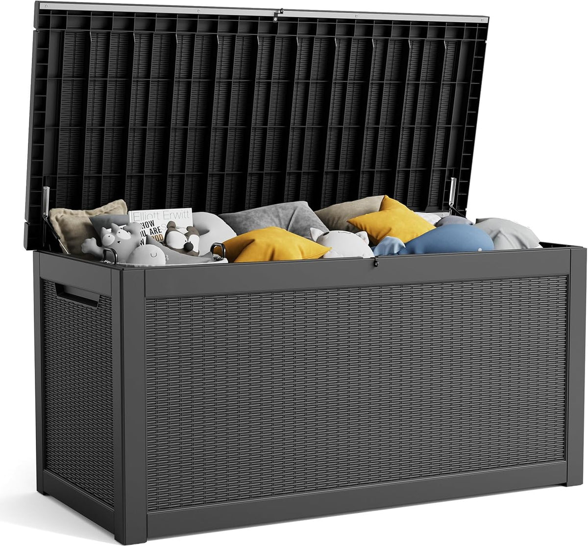 260 Gallon Resin Deck Box, Lockable Patio Outdoor Storage Box for Furniture, Garden Tools and Tools
