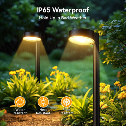 4 Pack Solar Pathway Lights Outdoor, Bright LED Solar Lights Outdoor Waterproof, Up to 12 Hrs