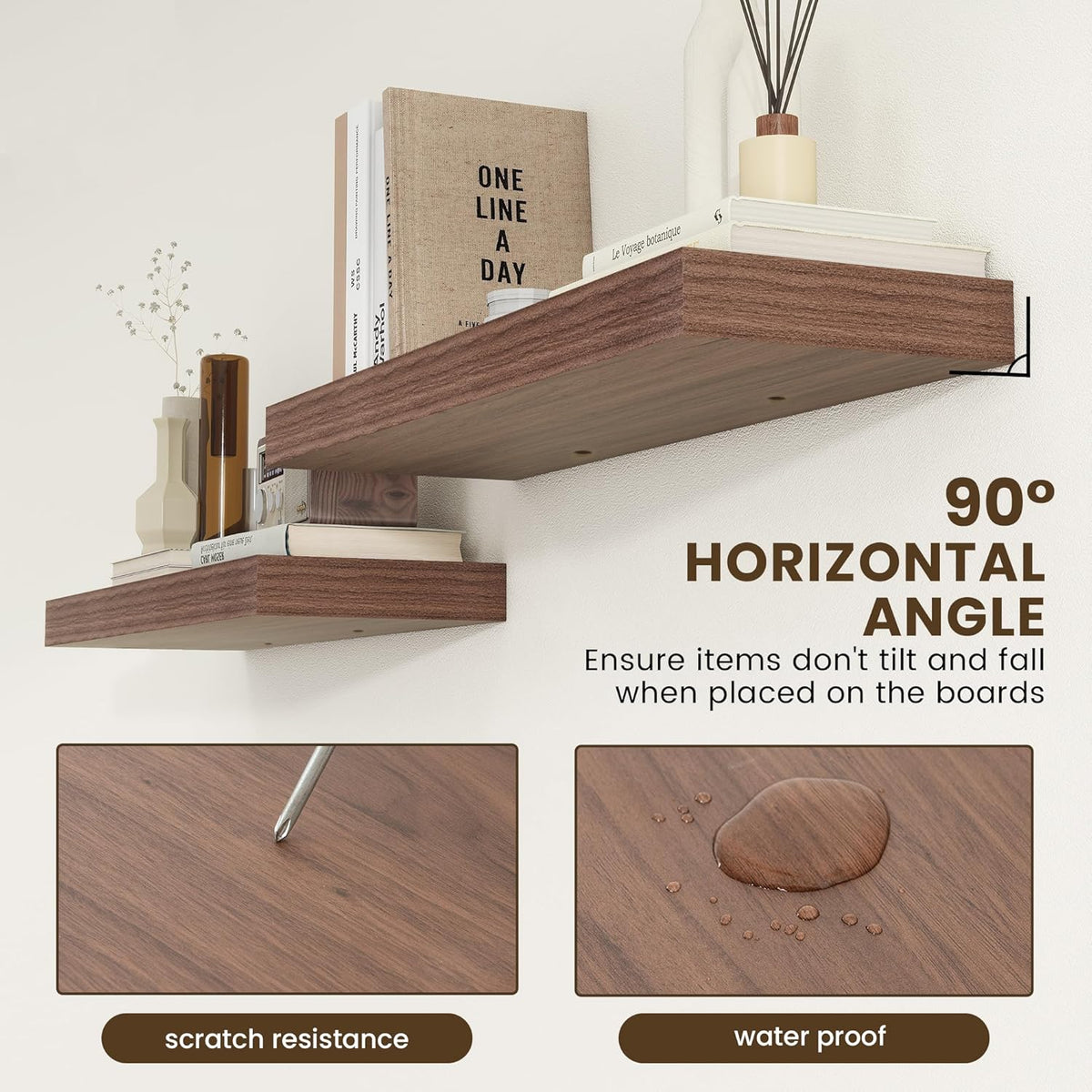 Deep Floating Shelves for Wall, 36'' x 12'' Rustic Large Floating Shelves Set of 2, 12 Inch Deep