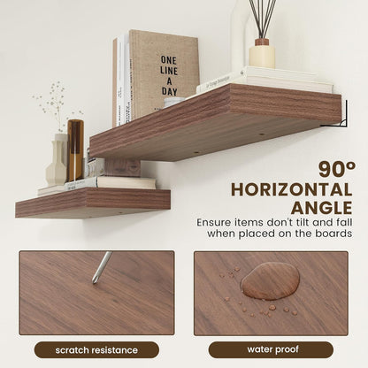 Deep Floating Shelves for Wall, 36'' x 12'' Rustic Large Floating Shelves Set of 2, 12 Inch Deep