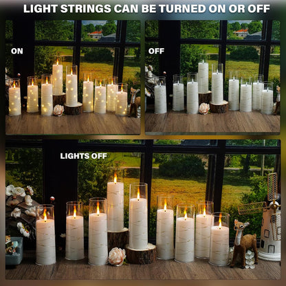 Flickering Flameless LED Candles,Battery Operated Candles 24 Pcs with Embedded Star String,Acrylic