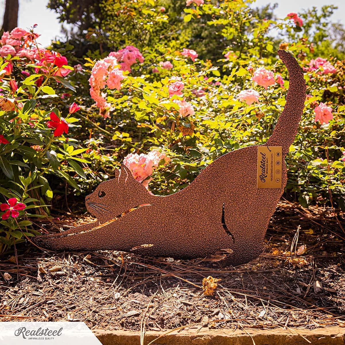 RealSteel I 3 Pack Steel Cat Garden Decor I Outdoor Yard Decorations I Gift for Cat Lovers I Lawn