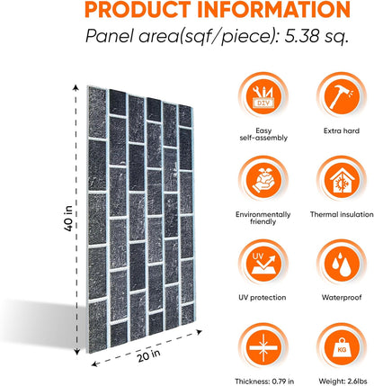 IZODEKOR 3D Brick Effect Wall Panels - Faux Brick Paneling for Living Room, Kitchen, Bathroom and