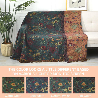 Boho Throw Blanket for Bed - 100% Pure Cotton Ultra Soft Rustic Quilt - Farmhouse Decor Bed