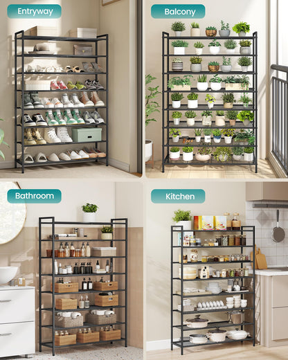 SONGMICS Metal Shoe Rack, Free Standing Shoe Organizer for Entryway Closet Garage Small Spaces