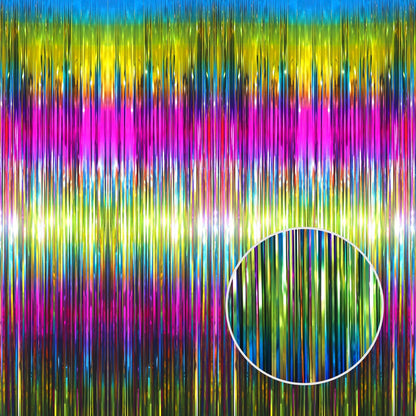 GOER 3.2 ft x 8.2 ft Metallic Tinsel Foil Fringe Curtains Party Photo Backdrop Party Streamers for