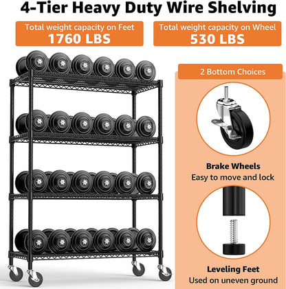 Industrial Metal 4 Tier Shelving for Garage, Pantry, Warehouse, Basement Utility Room, Storage Rack
