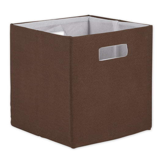DII Fabric Storage Cube Organizer Bin 13x13x13 Foldable, Bark Brown