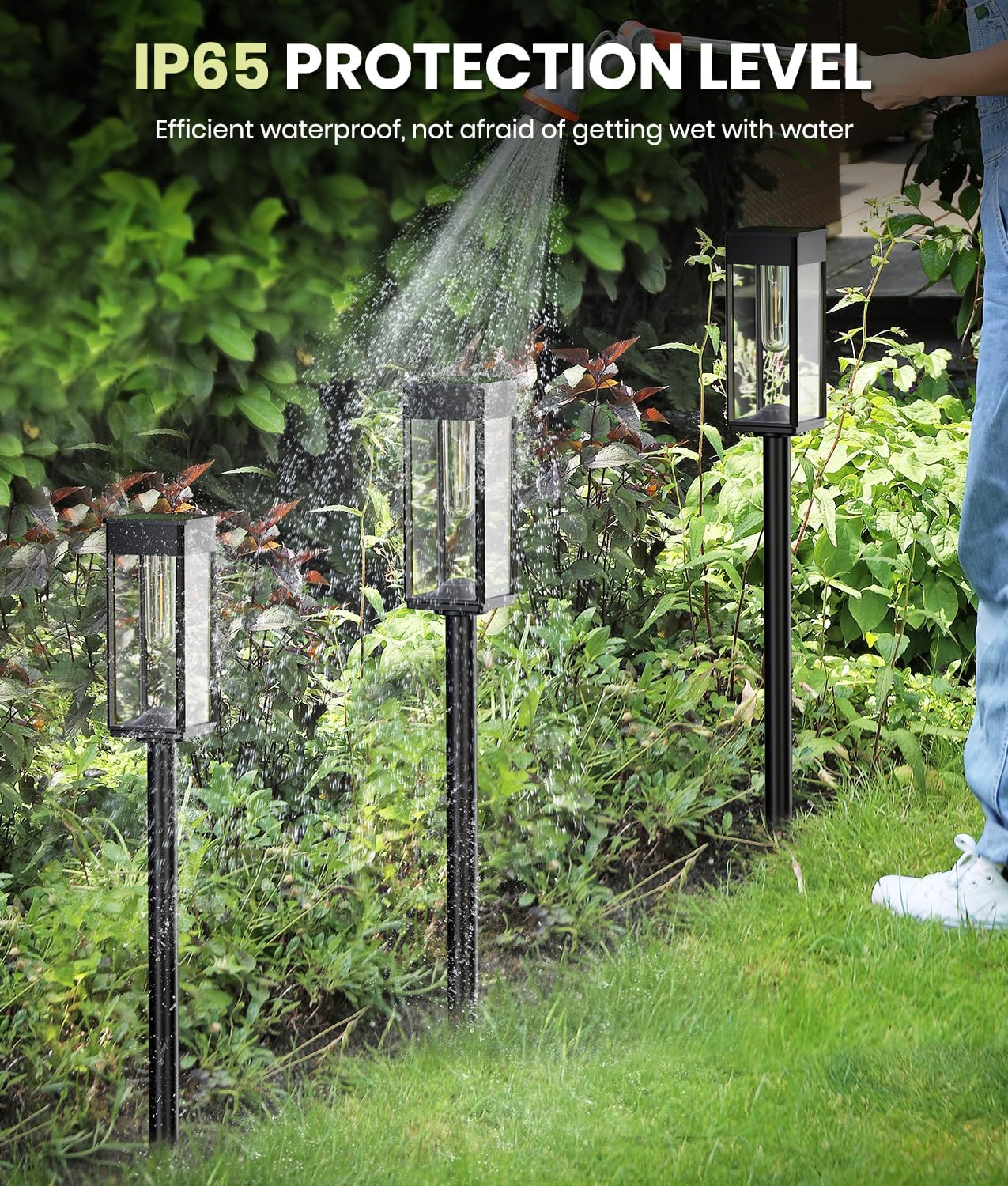 8 Pack Bright Solar Pathway Lights, IP65 Waterproof Outdoor Garden Path Lights, Solar Powered for