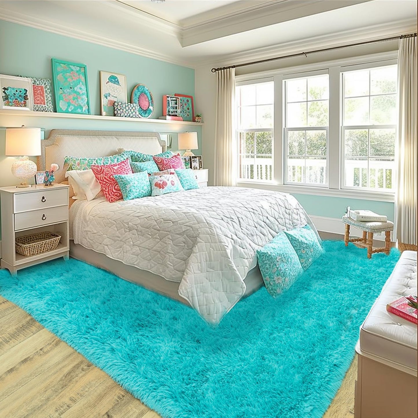 Rezutan Soft Fluffy Rug for Living Room Bedroom,Comfy Modern Large Shaggy Fuzzy for Kids Rug, Plush