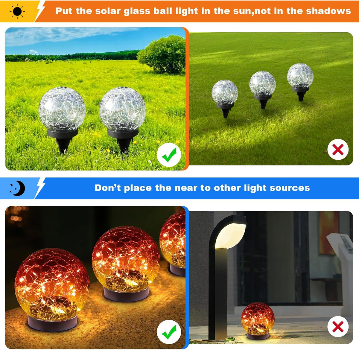 Solar Globe Lights Outdoor Waterproof-Solar Balls-Solar Garden Lights-Orbs for Outside 4 Pack