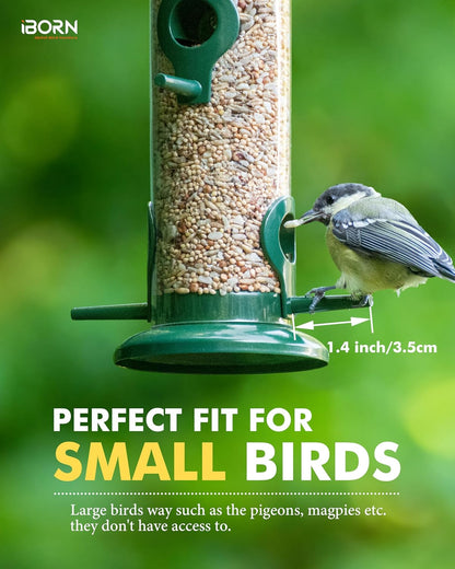 iBorn Metal Bird Feeders 6 Ports Hanging Wild Bird Seed Feeder for Mix Seed Blends, Niger Seed