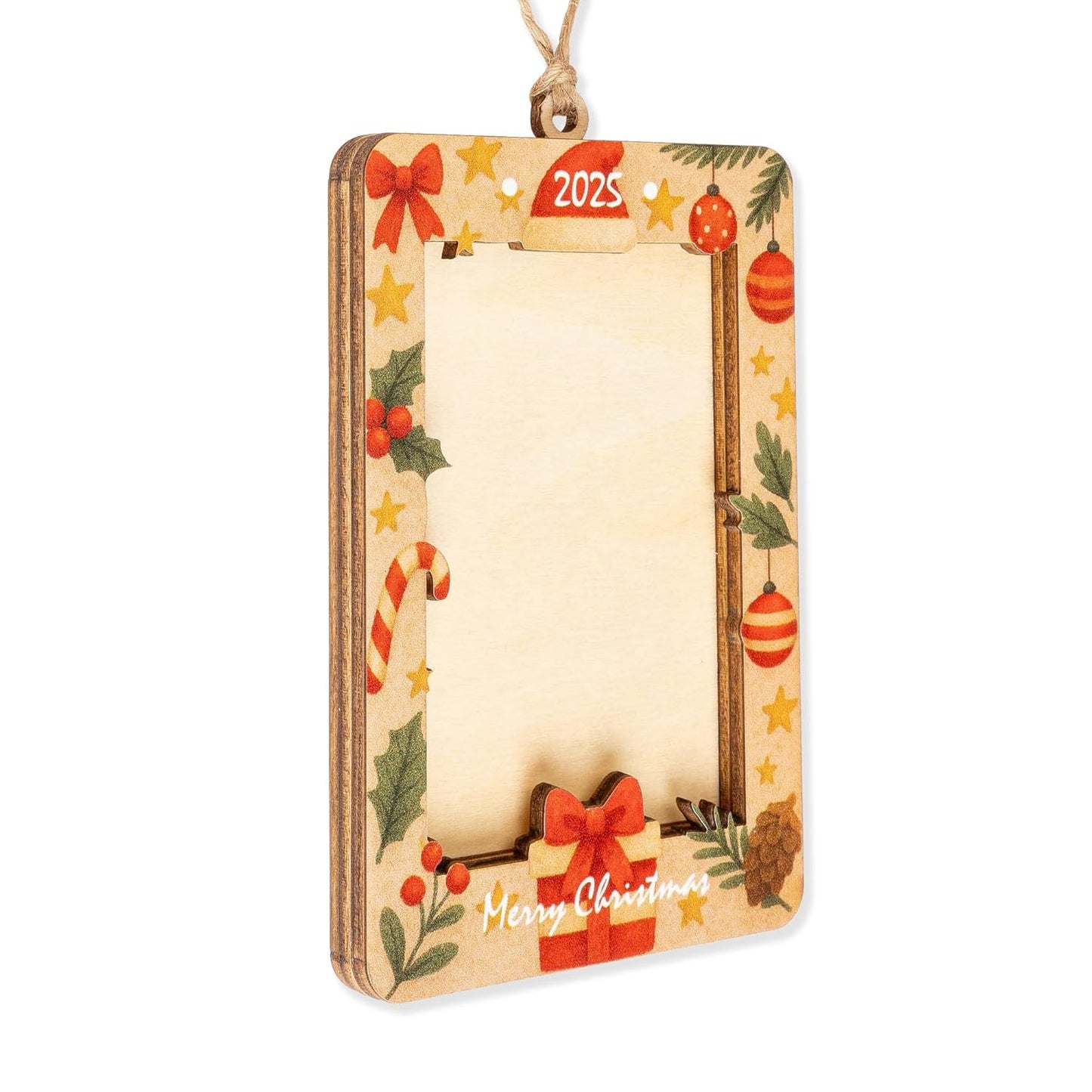 Christmas Picture Frame Ornament 2025 – Wooden Photo Holder Decoration | Family Keepsake Gift