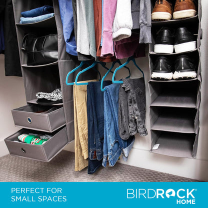 BIRDROCK HOME 5pc Hanging Closet Organizer System with Storage Shelves - Grey - Shoe Clothing