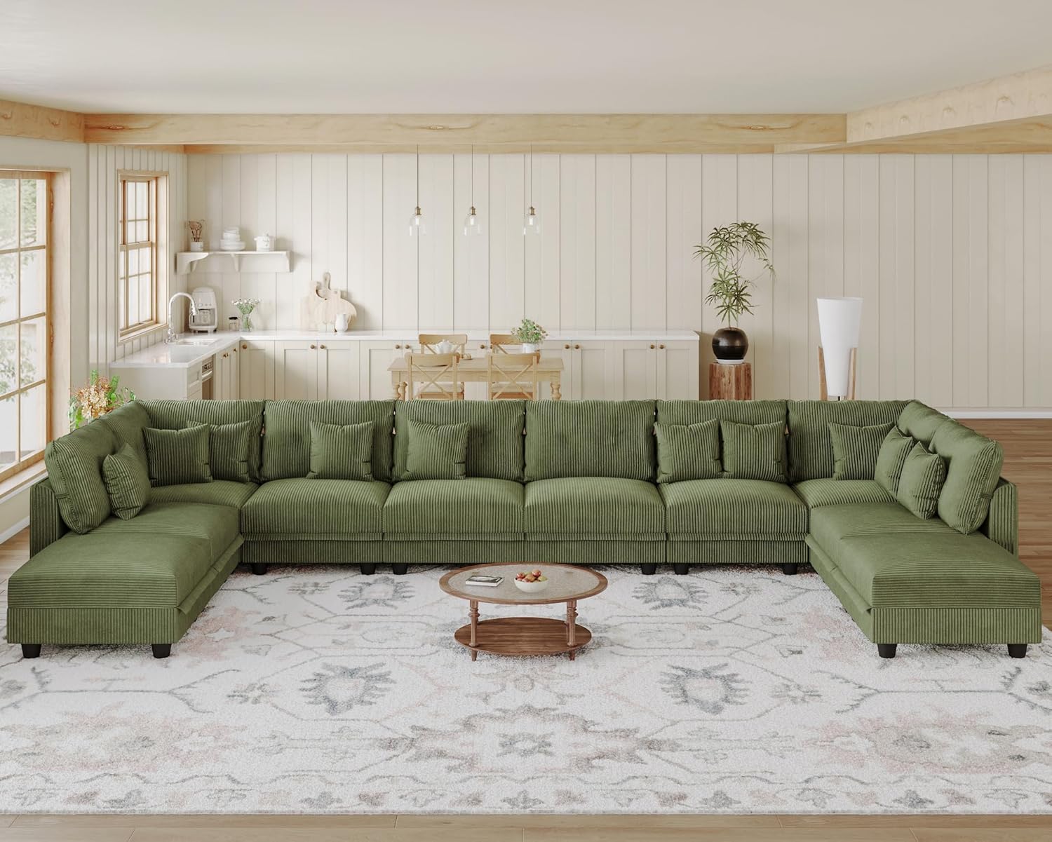 LLappuil Modular Sectional Sofa with Storage Seats, Corduroy Convertible Modular U Shaped Sectional