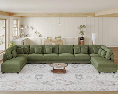 LLappuil Modular Sectional Sofa with Storage Seats, Corduroy Convertible Modular U Shaped Sectional
