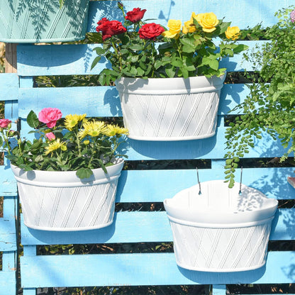 Sungmor Wall Hanging Planters,11.5 Inch Hanging Flower Pots for Railing Fence - Indoor Outdoor