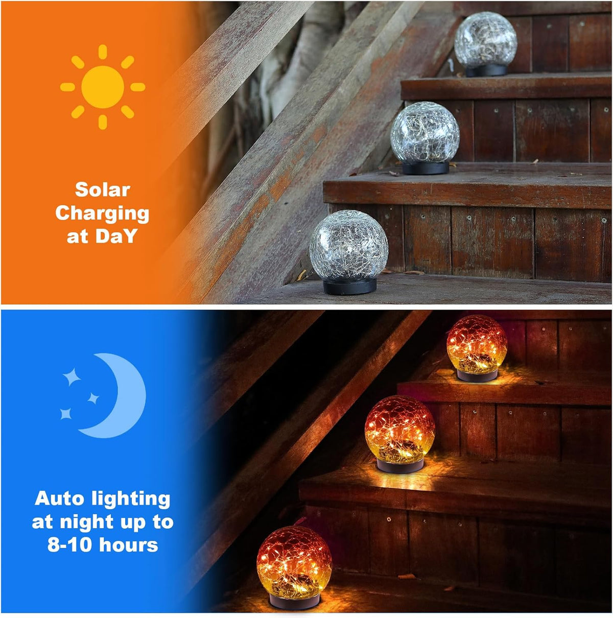 Solar Globe Lights Outdoor Waterproof-Solar Balls-Solar Garden Lights-Orbs for Outside 4 Pack