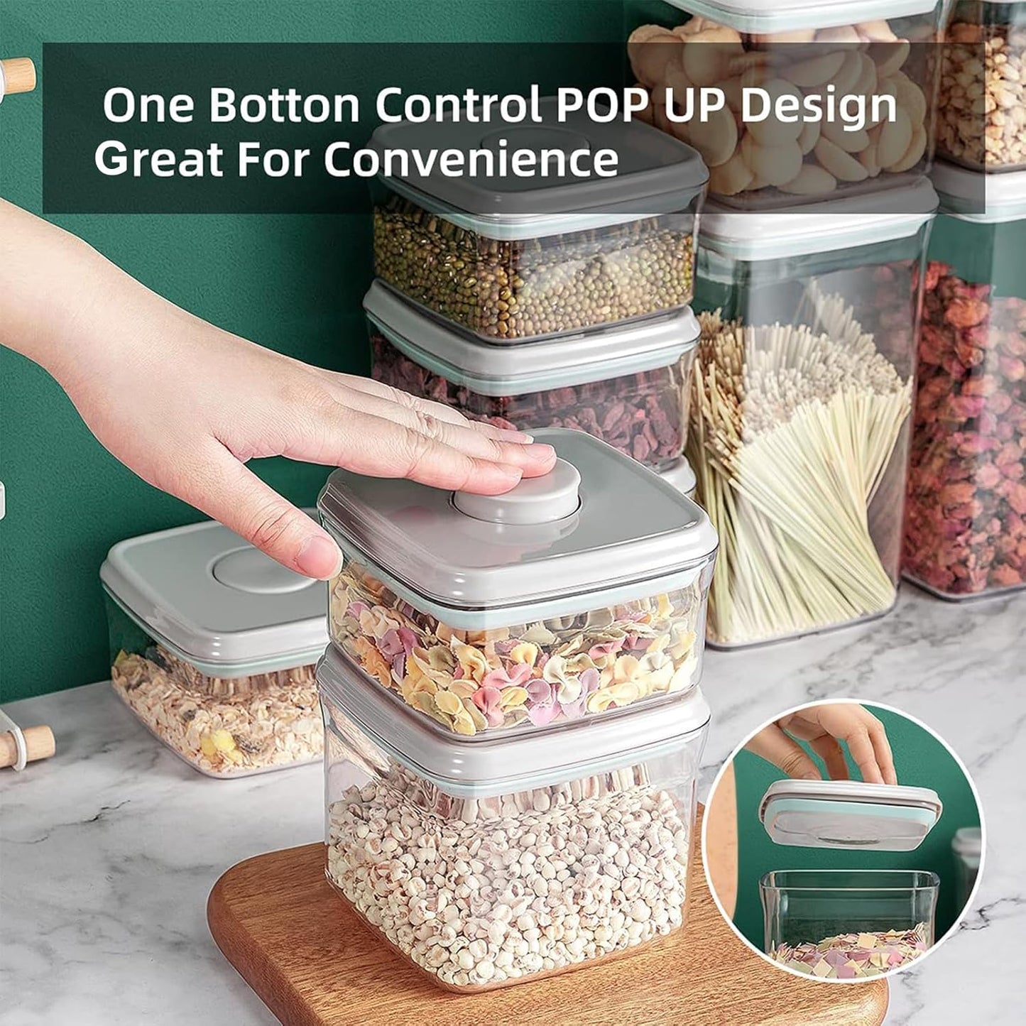 Pop Containers with Lids - Stackable Airtight Food Storage, Kitchen Pantry Storage Containers for